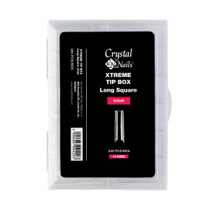 Crystal Nails - XTREME TIP BOX - LONG SQUARE CLEAR - 240DB
