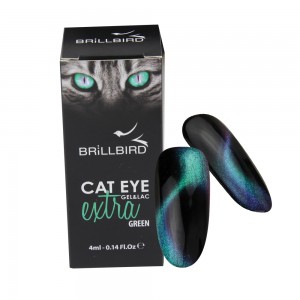 Brillbird - Cat Eye - EXTRA GÉL LAKK - Macskaszem effekt Gel&Lac - GREEN - 4ml