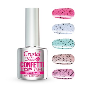 Crystal Nails - CONFETTI TOP GEL - MATTE BLACK - 4ML 