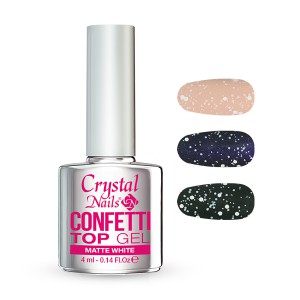 Crystal Nails - CONFETTI TOP GEL - MATTE WHITE - 4ML