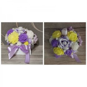 Szappanvirág csokor - lila - sárga - fehér - közepes