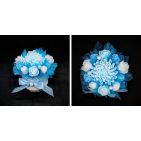 Szappanvirág  csokor - kicsi - türkizkék - kis kaspóban