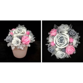   Szappanvirág  csokor - kicsi - szürke-rózsaszín - kis kaspóban