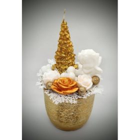 Szappanvirág - angyalka - arany fenyővel - arany kaspóban