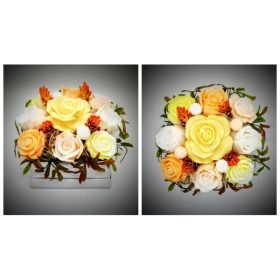 Szappan virág csokor - közepes - barack - kocka dobozban