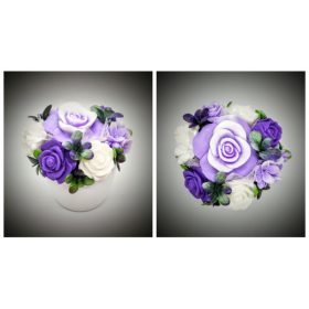   Szappanvirág  csokor - lila - fehér színű közepes kaspóban