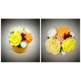   Szappanvirág  csokor - kicsi - sárga csokor - bogyós - sárga kaspóban