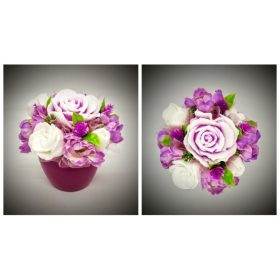   Szappanvirág  csokor - kicsi - fukszia csokor - fukszia rózsával - fukszia kis kaspóban