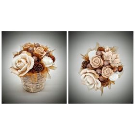   Szappanvirág  csokor - kicsi - bézs - rosegold kis kaspóban