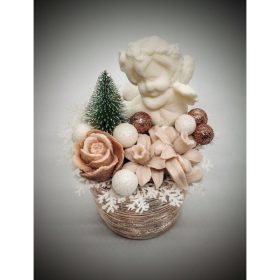   Szappanvirág angyalka - bézs virággal - rosegold színű kis kaspóban 3.