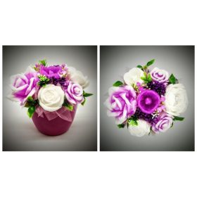   Szappanvirág  csokor - közepes fukszia csokor - fukszia kaspóban