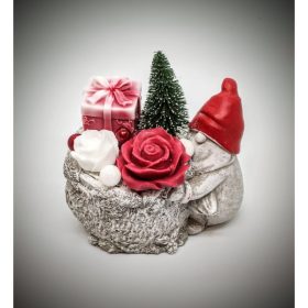   Szappanvirág - karácsonyi - piros sapkás manós kaspóban 1.