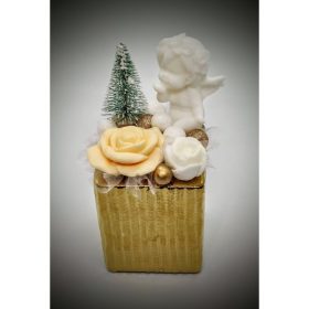 Szappanvirág angyalka - arany színű kocka kaspóban 1.