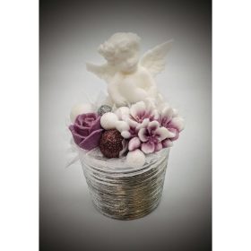 Szappanvirág angyalka - ezüst színű kis kaspóban 2.