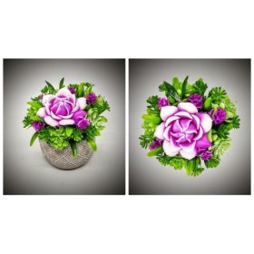   Szappanvirág  csokor - fukszia lótuszbimbó csokor  - kis kőkaspóban 4.