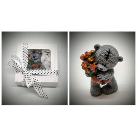   Szappan - nagy szürke maci - narancssárga virággal -  díszdobozban