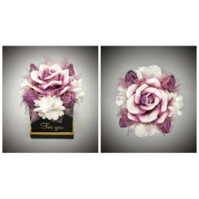   Szappanvirág  csokor - mályva rózsa csokor - fekete kis kocka dobozban 1.