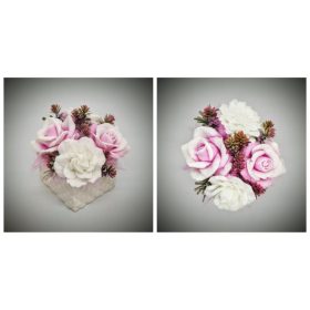   Szappanvirág  csokor - rózsaszín - fehér csokor - közepes fehér kocka kaspóban