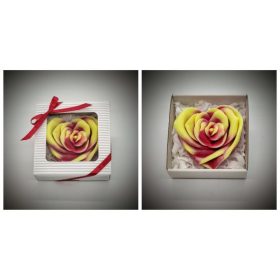   Szappan - nagy szív alakú piros-sárga rózsa - díszdobozban