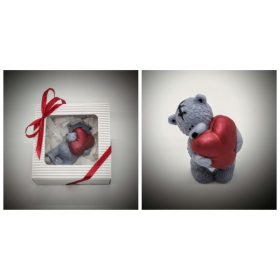 Szappan - szürke maci - piros szívvel - díszdobozban