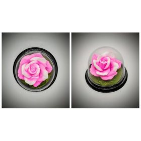 Szappan - fehér- pink rózsa - búrában1