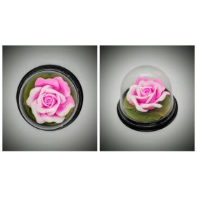 Szappan - fehér- pink rózsa - búrában2