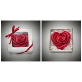 Szappan - nagy szív alakú piros rózsa - díszdobozban