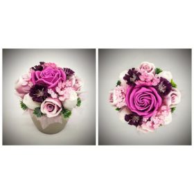   Szappanvirág  csokor - Lila-mályvás szappanvirág csokor - kis pezsgő kaspóban