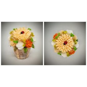   Szappanvirág  csokor - barack csokor katicával - rosegold kis kaspóban -2.