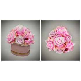   Szappanvirág  csokor - Rózsaszín csokor - rózsaszín szívalakú dobozban