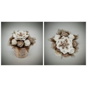   Szappanvirág  csokor - barna csokor - rosegold kis kaspóban -1