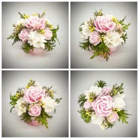   Szappanvirág  csokor - rózsaszín-fehér szappanvirág csokor - kis rózsaszín kaspóban - 1.