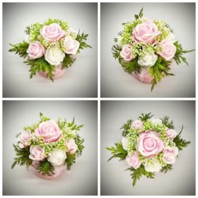   Szappanvirág  csokor - rózsaszín-fehér szappanvirág csokor - kis rózsaszín kaspóban - 8.