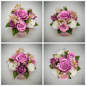   Szappanvirág csokor - rózsaszín-mályvás szappanvirág csokor - kis rózsaszín kaspóban - 8.