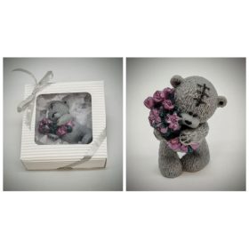   Szappan - szürke maci - lila virággal -  díszdobozban - 4.