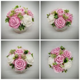   Szappanvirág csokor - kis rózsaszín-szappanvirág csokor - fehér kis kaspóban - 4.