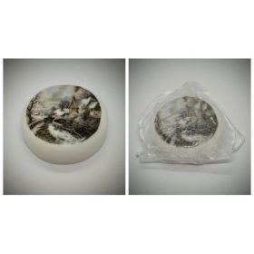   Szappan - kör alakú képes szappan - téli táj - Dove illat - organza szatyorban
