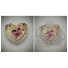   Szappan - szív alakú képes szappan - rózsás - Dove illat - organza szatyorban