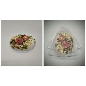   Szappan - ovális alakú képes szappan - virágos - Dove illat - organza szatyorban