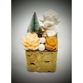 Szappanvirág angyalka - arany színű kocka kaspóban 4.