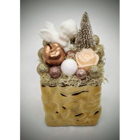 Szappanvirág angyalka - arany színű kocka kaspóban 1.