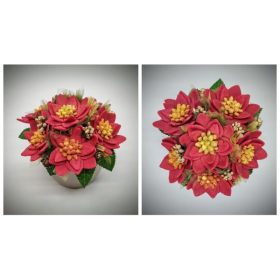   Szappanvirág  csokor - karácsonyi - piros mikulás virággal - pezsgő nagy kaspóban