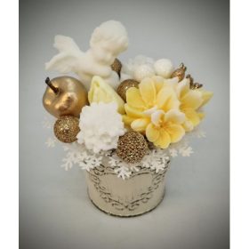   Szappanvirág angyalka - sárga virággal - kicsi fém kaspóban - 1.