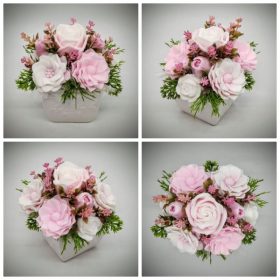   Szappanvirág csokor - rózsaszín-szappanvirág csokor - fehér kocka kaspóban - 3.