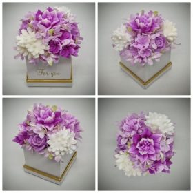   Szappanvirág csokor - halvány fukszia - fehér szappanvirág csokor - fehér kockadobozban - 4.