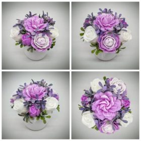   Szappanvirág csokor - halvány fukszia - fehér - szappanvirág csokor - fehér kaspóban - 5.