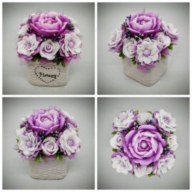   Szappanvirág csokor - halvány fukszia - fehér - szappanvirág csokor - fehér kocka kaspóban - 7.