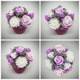   Szappanvirág csokor - halvány fukszia - fehér - szappanvirág csokor - fukszia kaspóban -1.