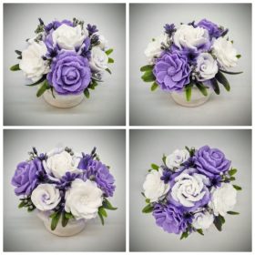   Szappanvirág csokor - lila - fehér - szappanvirág csokor - fehér kaspóban -1.