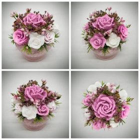   Szappanvirág csokor - rózsaszín-mályvás szappanvirág csokor - kis rózsaszín kaspóban - 1.